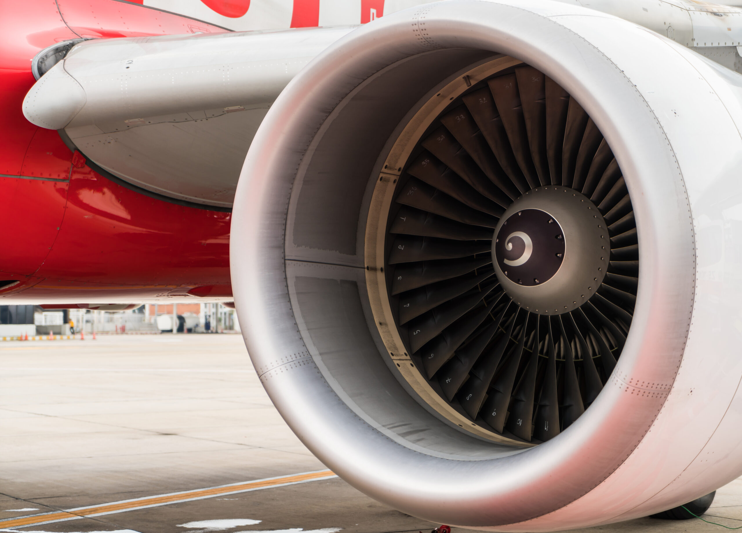 Turbine of a jet engine. 